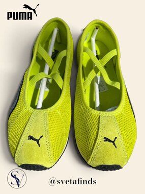 BNIB Puma H-Street Ballet Flats Lime Smash / Silver Women's Size 38.5 (US 8)